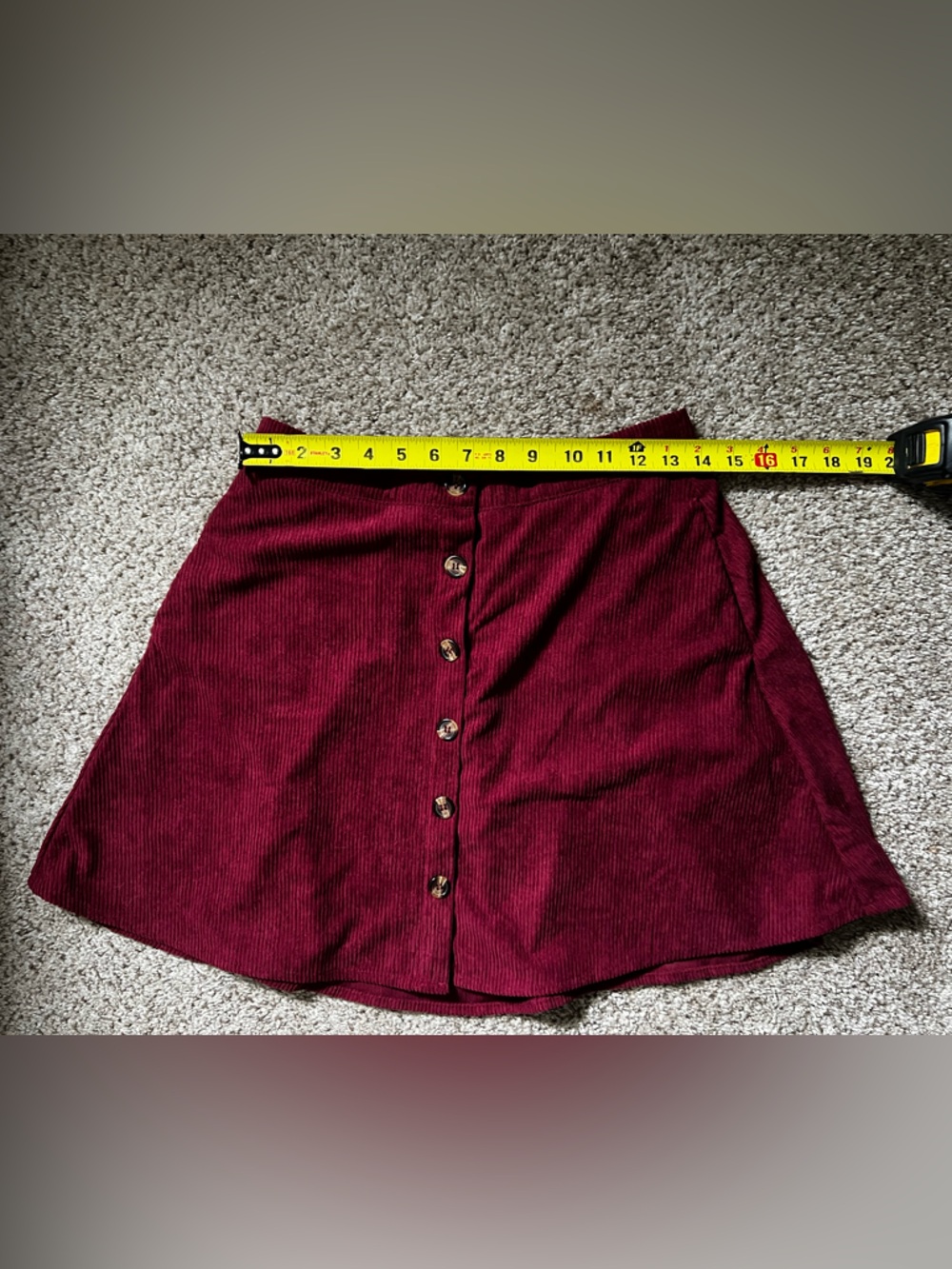 NWOT Button Down Front A-Line Corduroy Mini Skirt - Picture 4 of 5